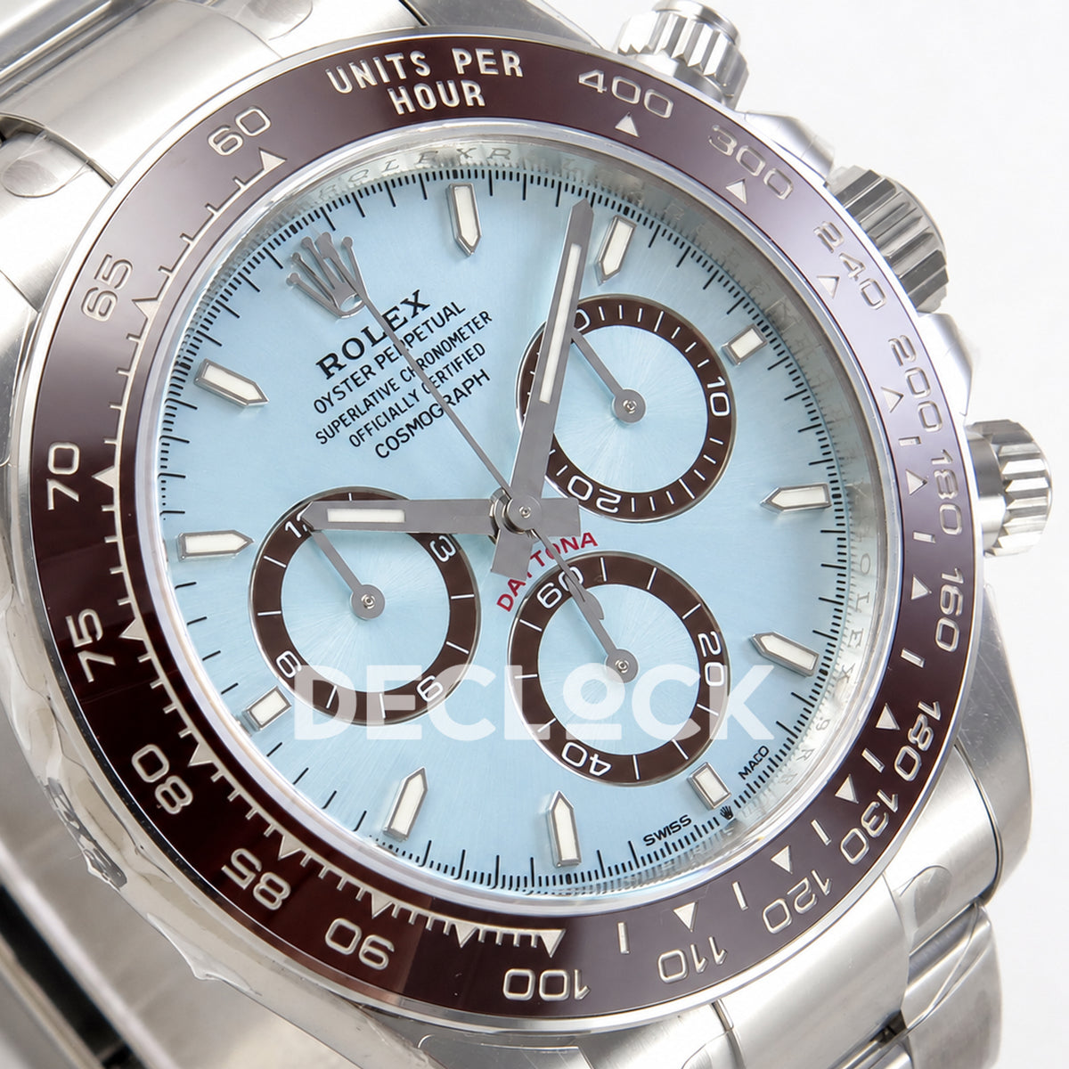 Rolex Daytona 126506 VSF, ice blue stick markers, VS4131 V3s weighted — angled dial