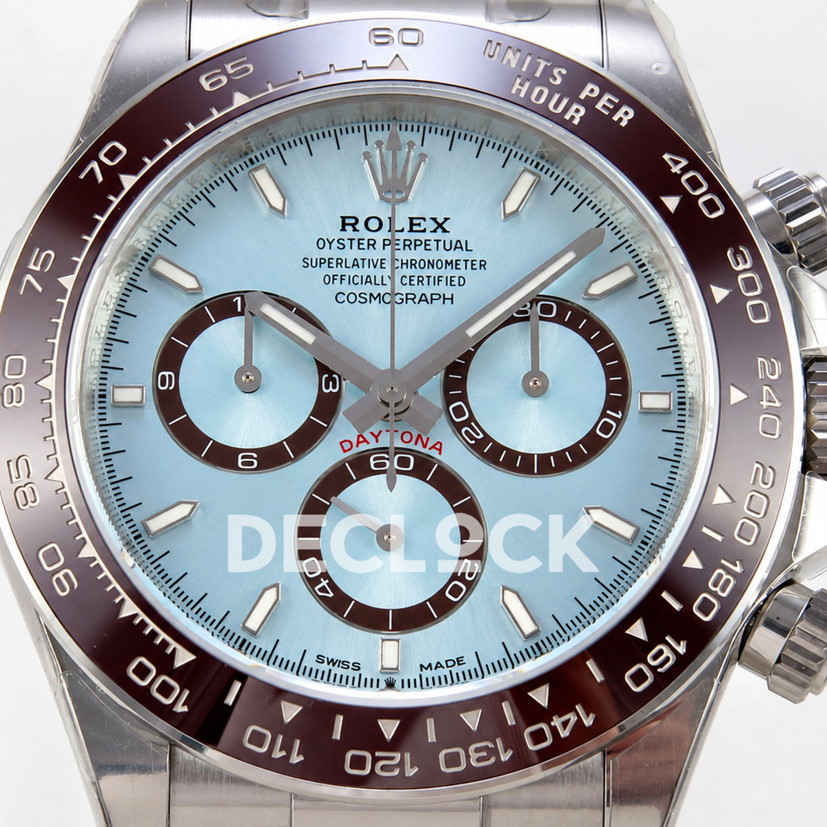 Rolex Daytona 126506 VSF, ice blue stick markers, VS4131 V3s weighted — dial detail