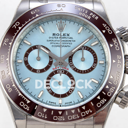 Rolex Daytona 126506 VSF, ice blue stick markers, VS4131 V3s weighted — dial detail