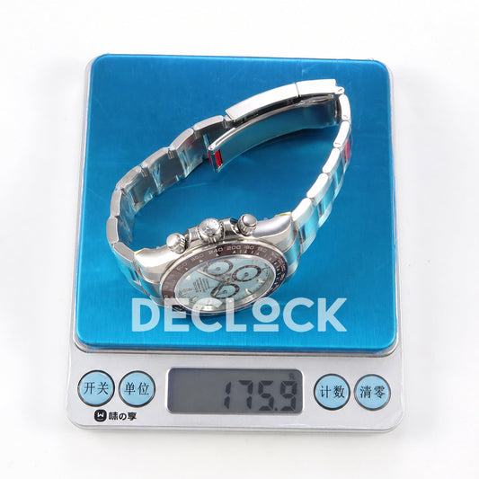 Rolex Daytona 126506 VSF, ice blue stick markers, VS4131 V3s weighted — weight scale