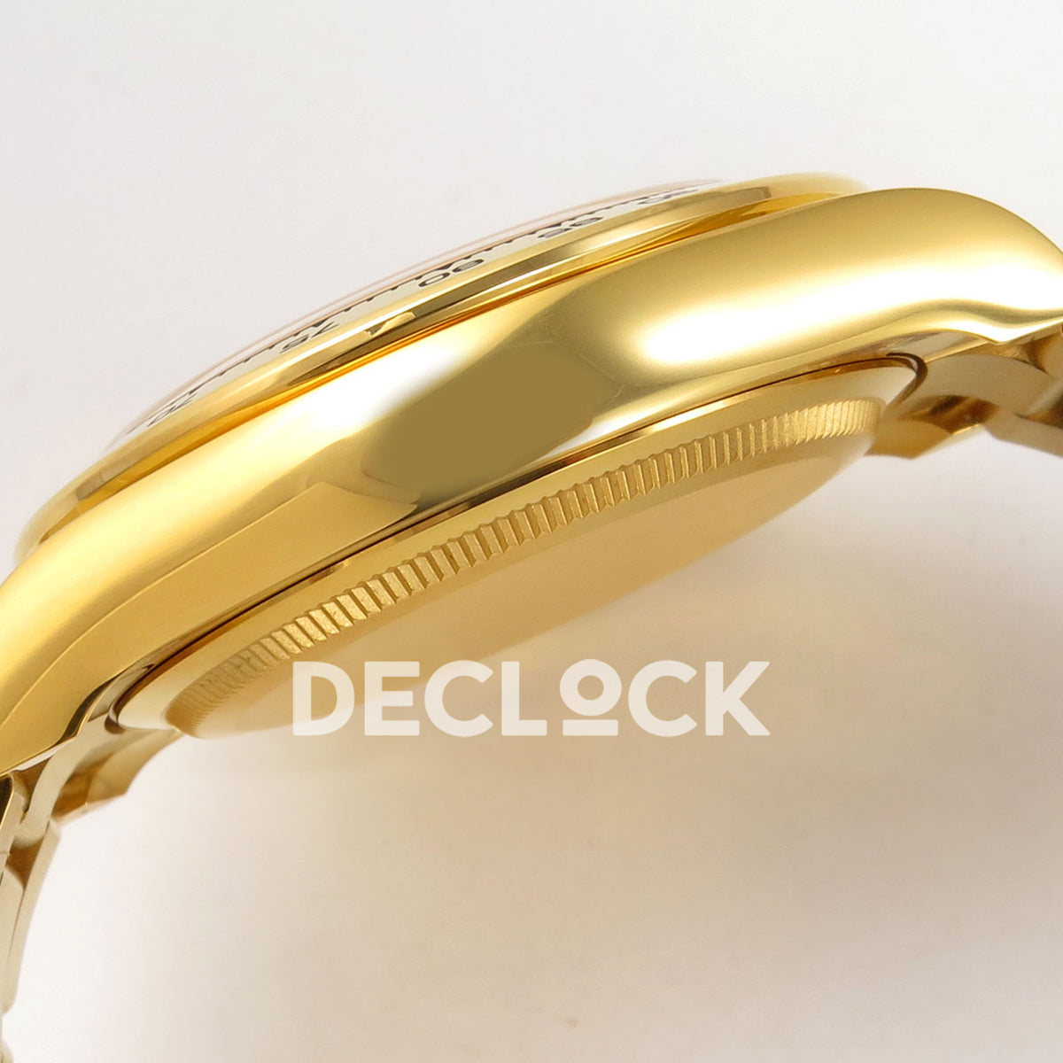 Rolex Daytona 126508 BTF replica, polished gold case profile