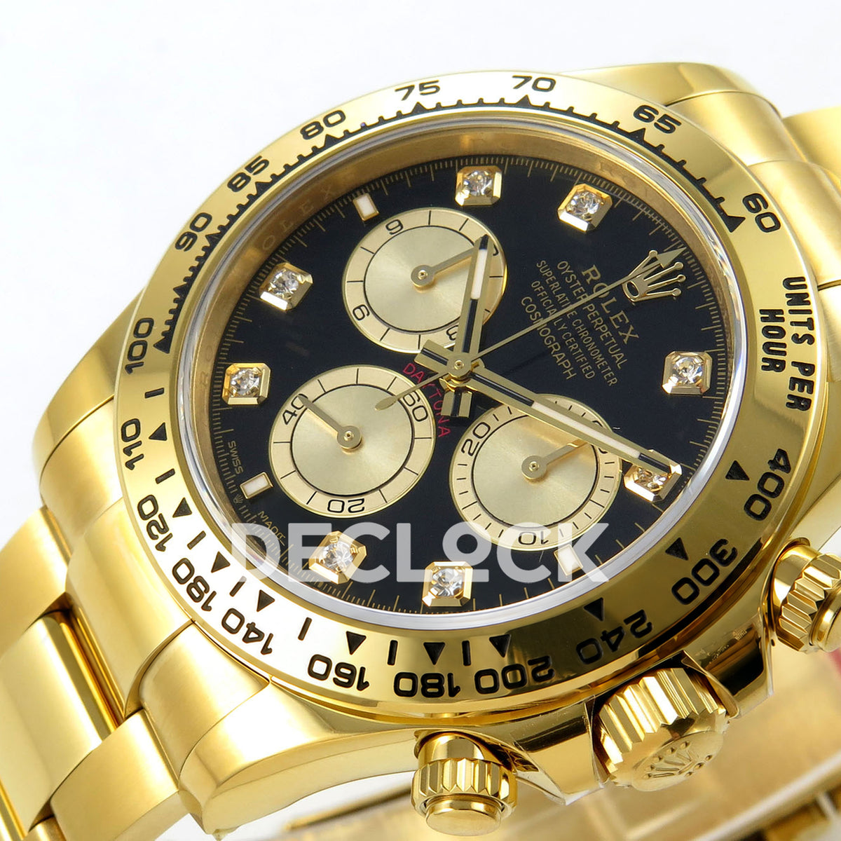 Rolex Daytona 126508 RWF replica - opposite dial angle with gem-set markers
