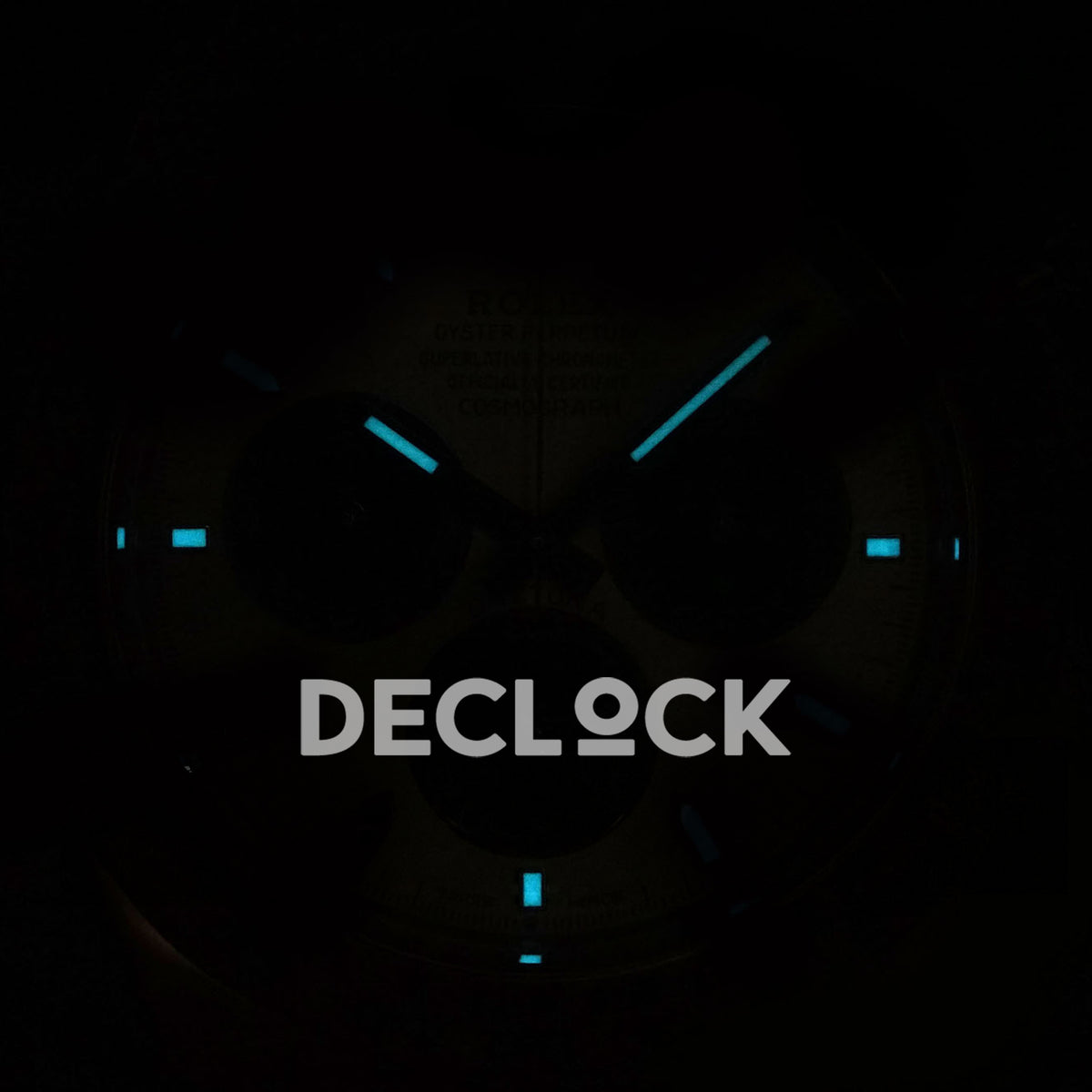 Rolex Daytona 126508 RWF replica - cyan luminous hands and square hour markers in the dark