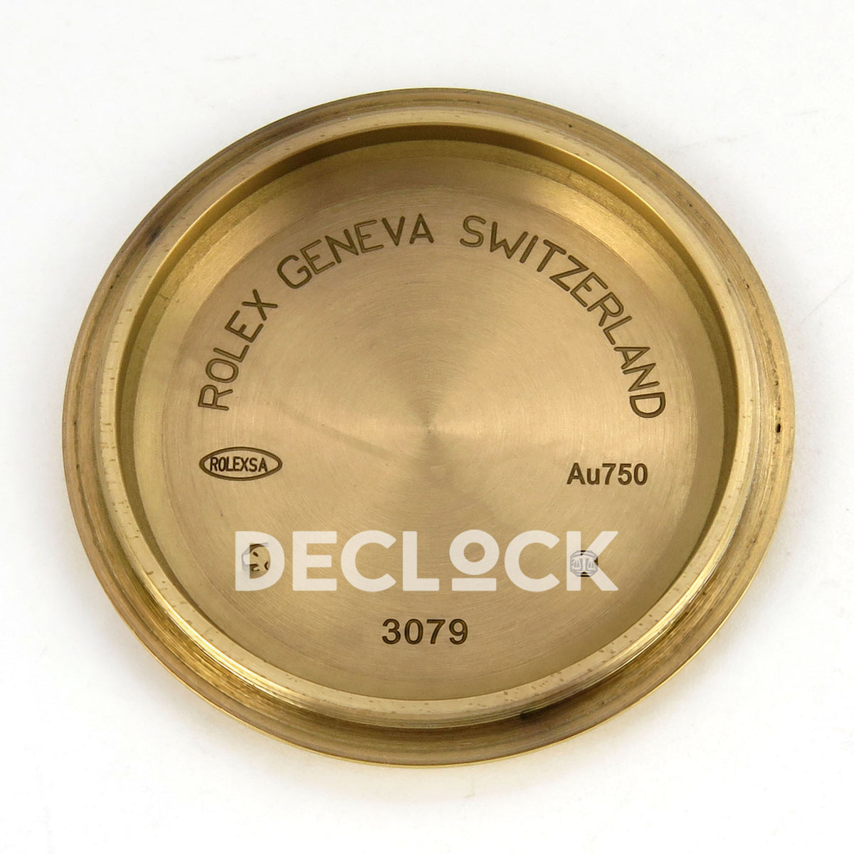 Rolex Daytona 126508 RWF replica - inside caseback with original Rolex Geneva Switzerland, Au750 and 3079 markings