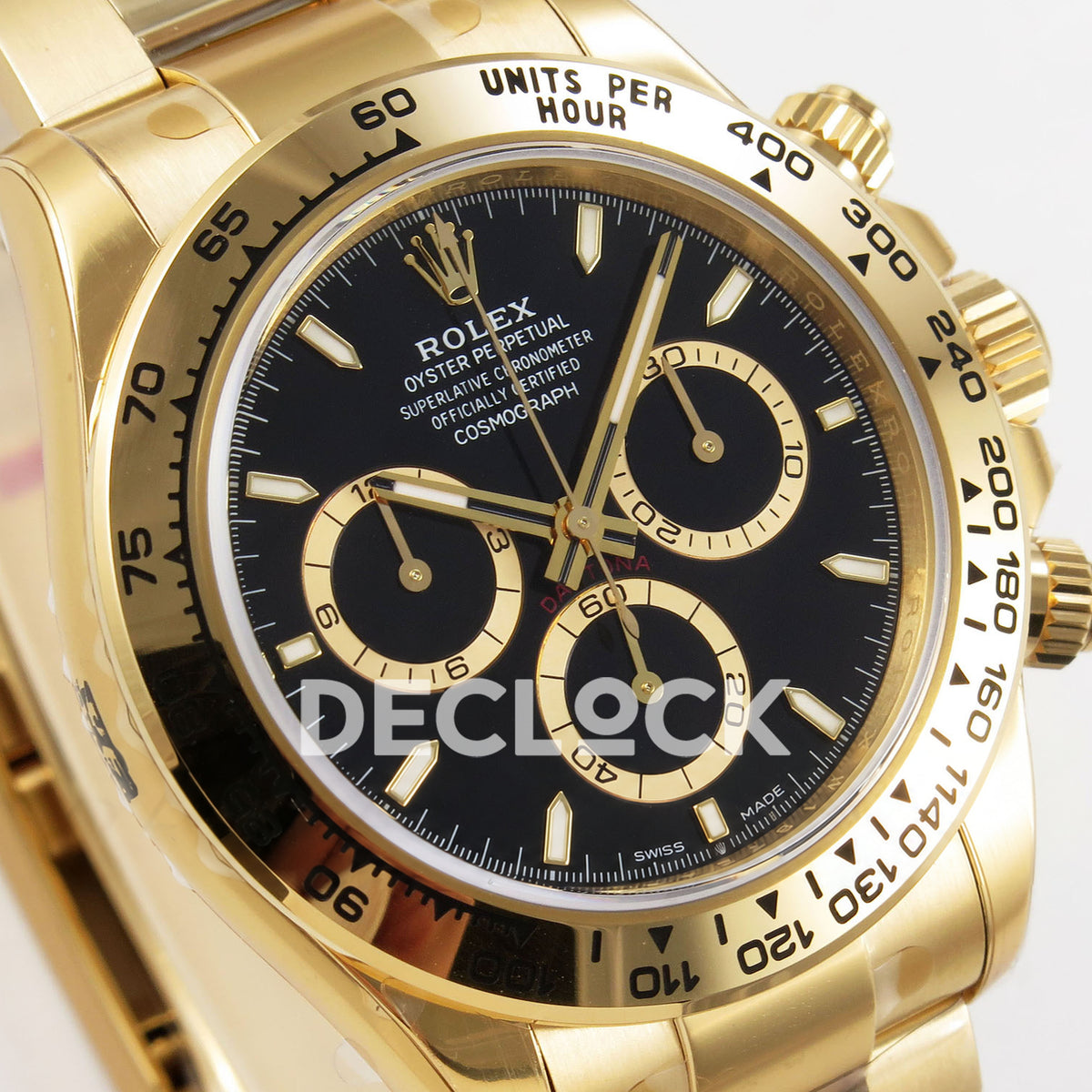 Rolex Daytona 126508 VSF replica - angled dial and black chronograph subdials close-up
