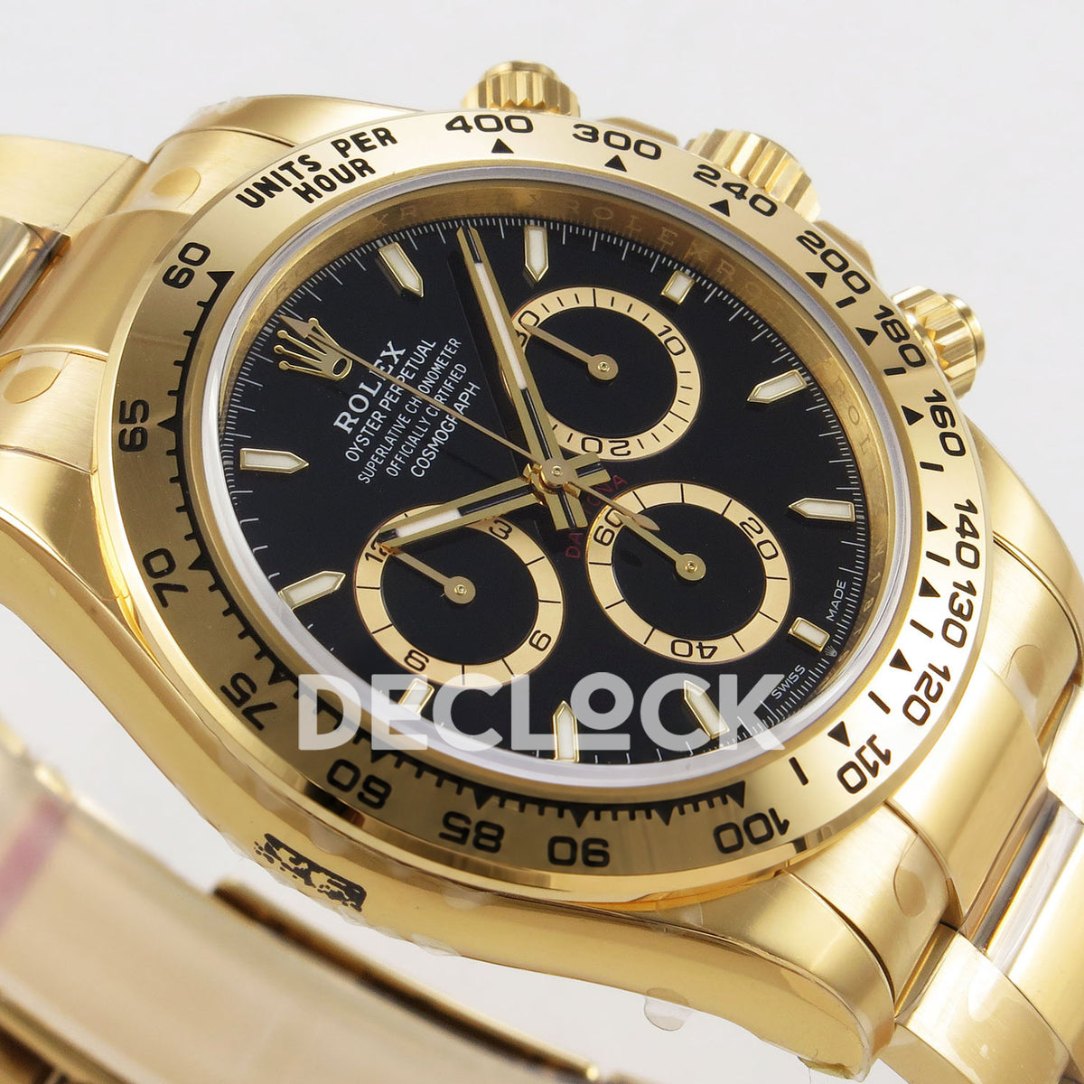 Rolex Daytona 126508 VSF replica - opposite angled dial view and original factory case sticker