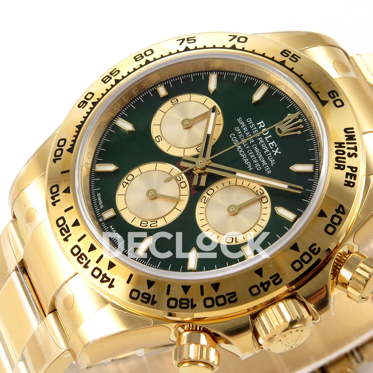 Rolex Daytona 126508 VSF VS4131 V3 green replica - horizontal angled green dial view