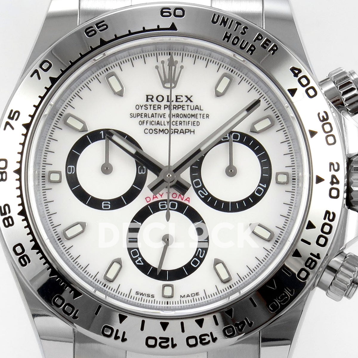 Rolex Daytona 126509 BTF replica - original white panda dial, black counter rings, luminous baton markers and silver tachymeter bezel