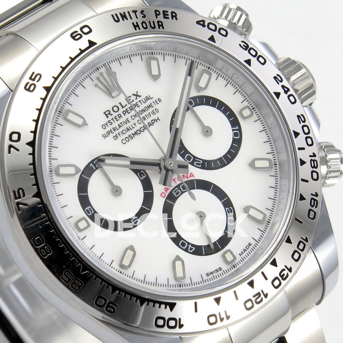 Rolex Daytona 126509 BTF replica - original white panda dial, black counter rings, luminous baton markers and silver tachymeter bezel