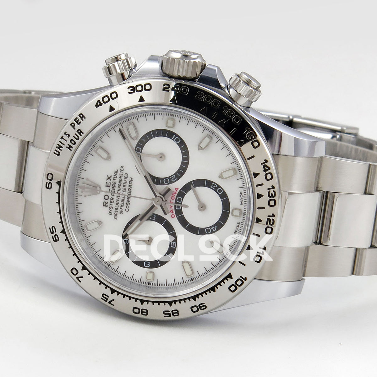 Rolex Daytona 126509 BTF replica - original white panda dial, black counter rings, luminous baton markers and silver tachymeter bezel