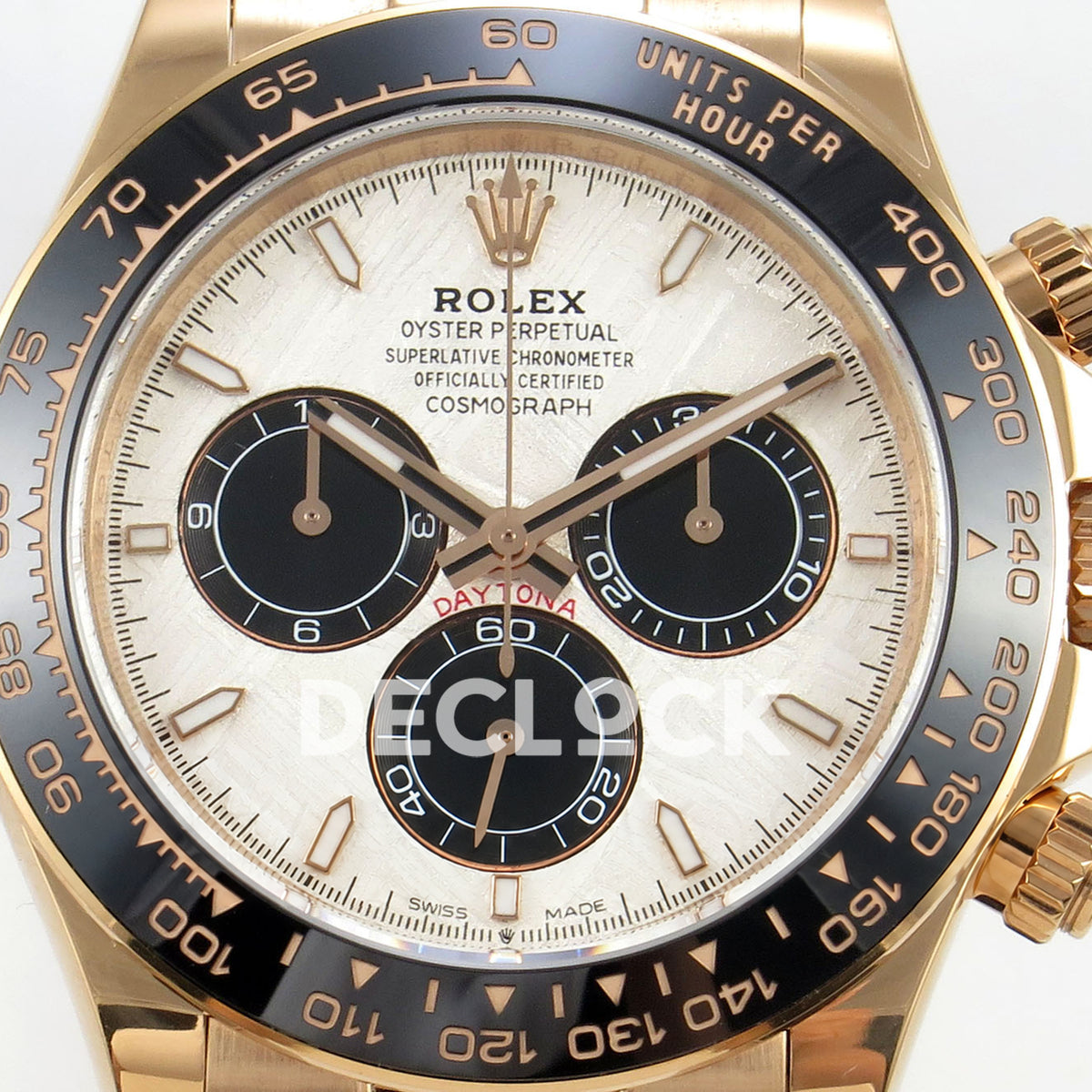 Rolex Daytona 126515 Clean Plus replica - meteorite-style dial and black chronograph subdials close-up
