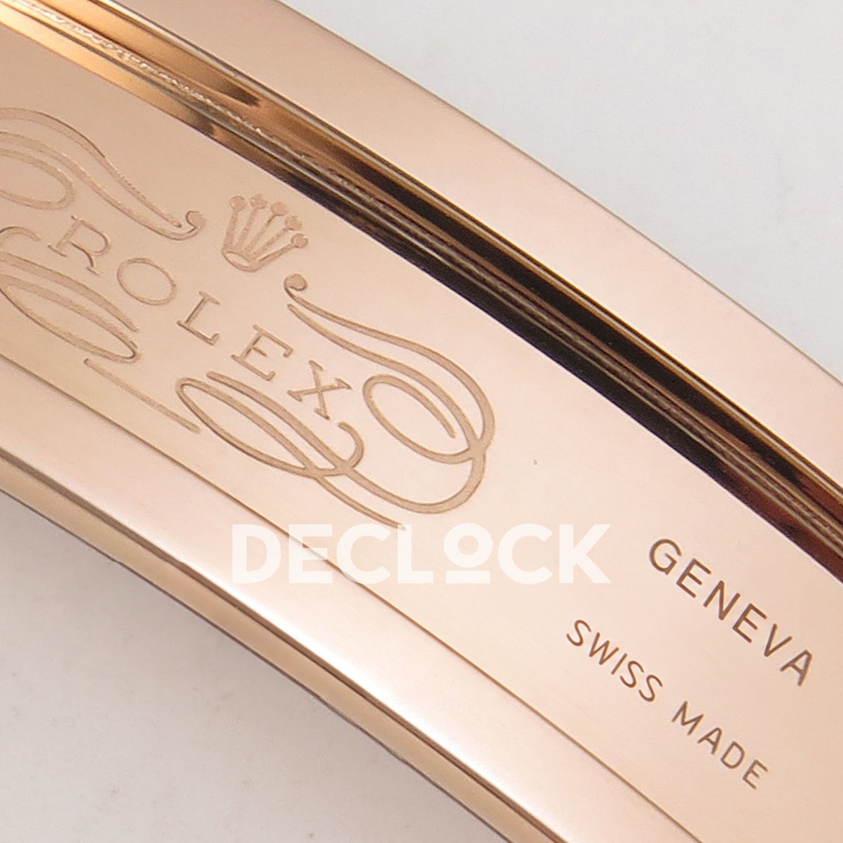 Rolex Daytona 126515 WF JH4131 black gem-set rose-gold replica - Rolex and Geneva Swiss Made clasp engravings close-up