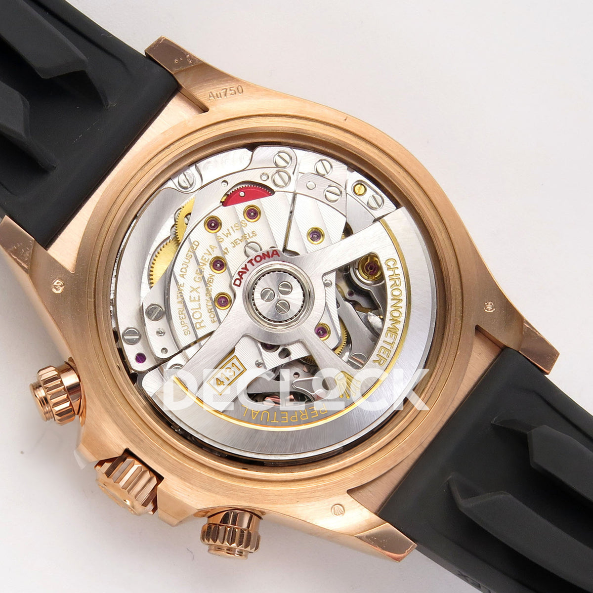 Rolex Daytona 126515 WF JH4131 black gem-set rose-gold replica - JH4131 movement overview with the solid caseback removed