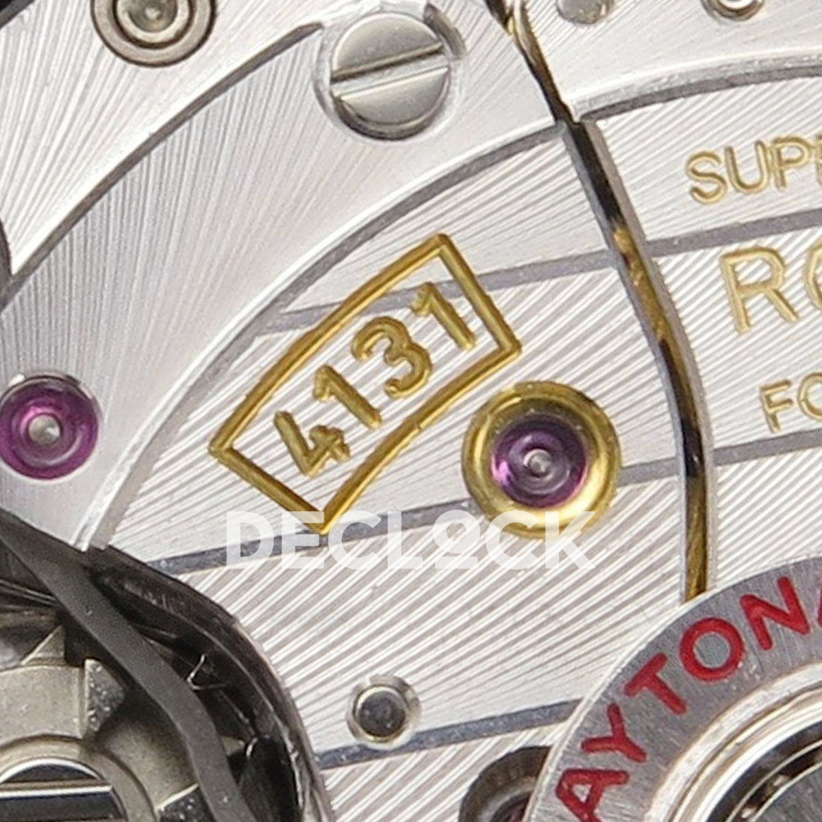 Rolex Daytona 126515 WF JH4131 black rose-gold replica - 4131 calibre marking and movement details close-up