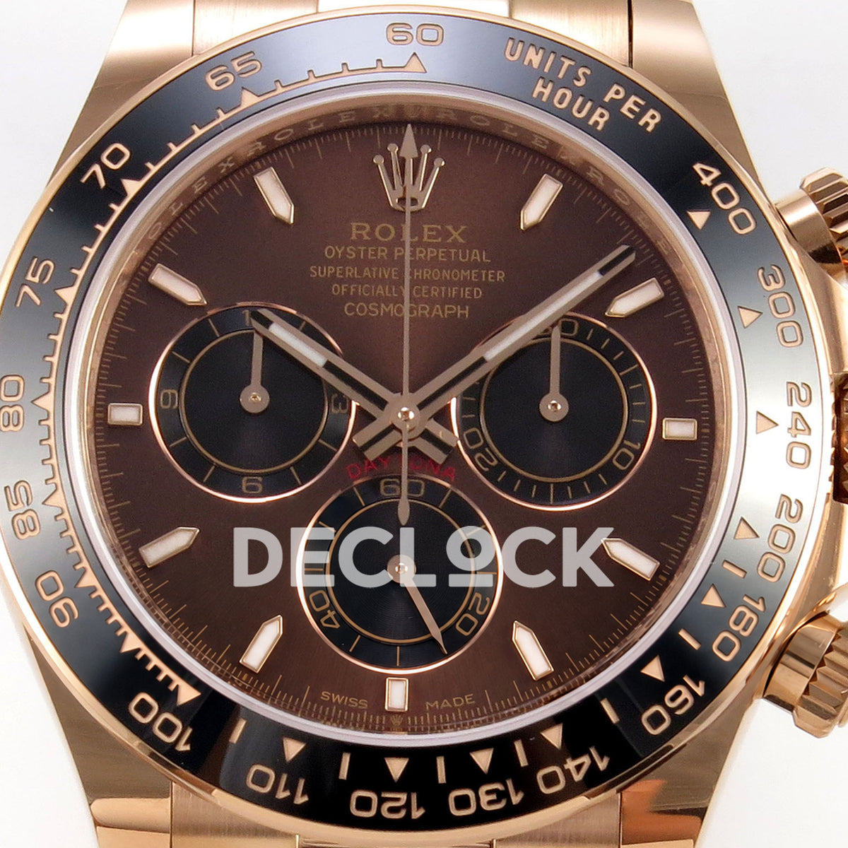 Rolex Daytona 126515 WF JH4131 brown dial rose-gold replica - brown dial and black chronograph subdials close-up
