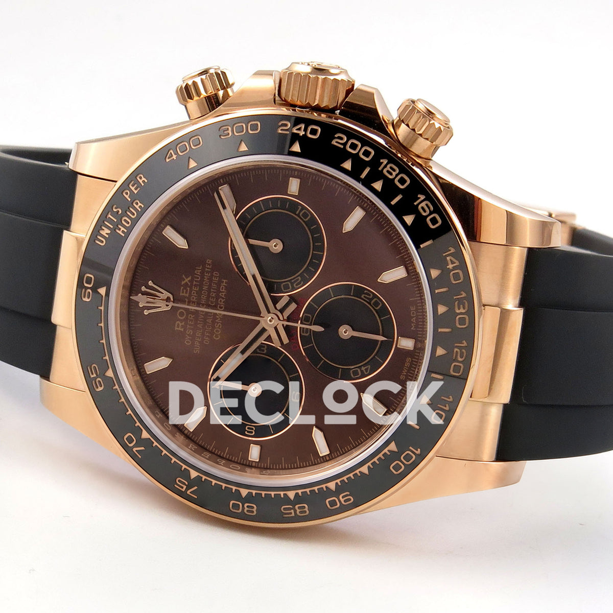 Rolex Daytona 126515 WF JH4131 brown dial rose-gold replica - opposite horizontal front view with Oysterflex strap