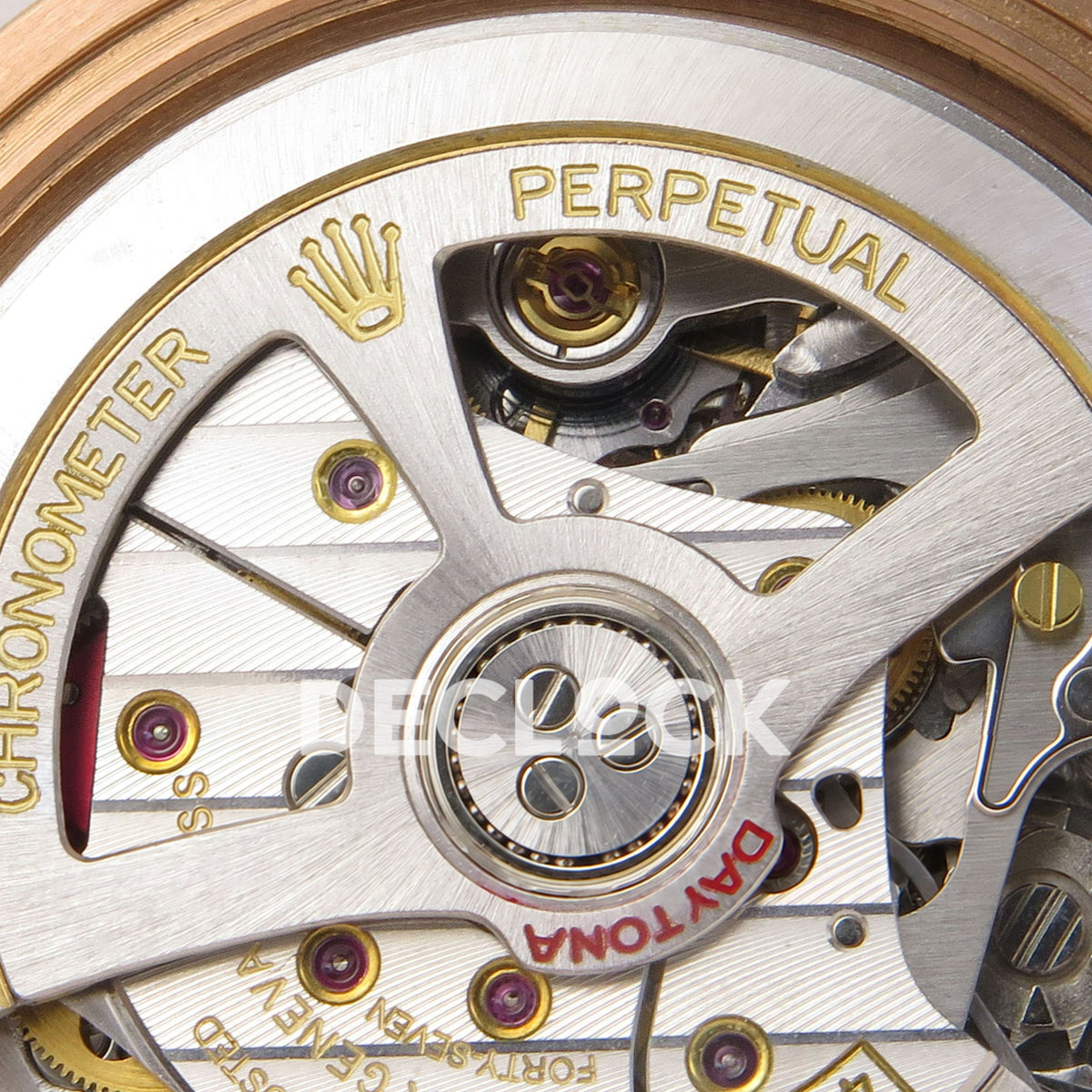 Rolex Daytona 126515 WF JH4131 brown dial rose-gold replica - JH4131 rotor and chronometer engravings close-up