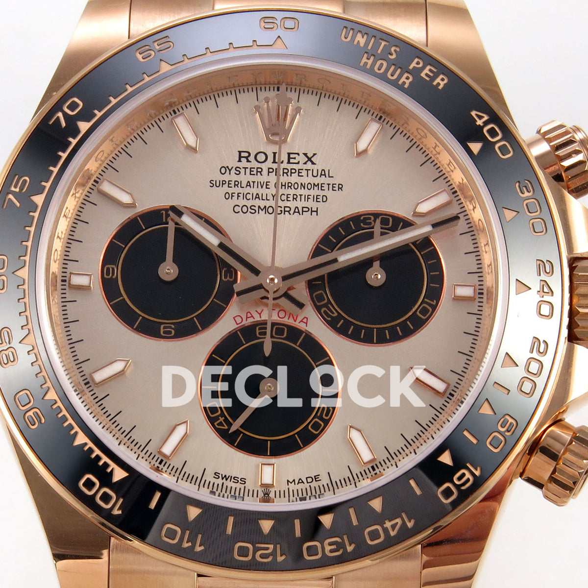 Rolex Daytona 126515 WF JH4131 rose-gold dial black subdial replica - rose-gold-tone dial and black chronograph subdials close-up