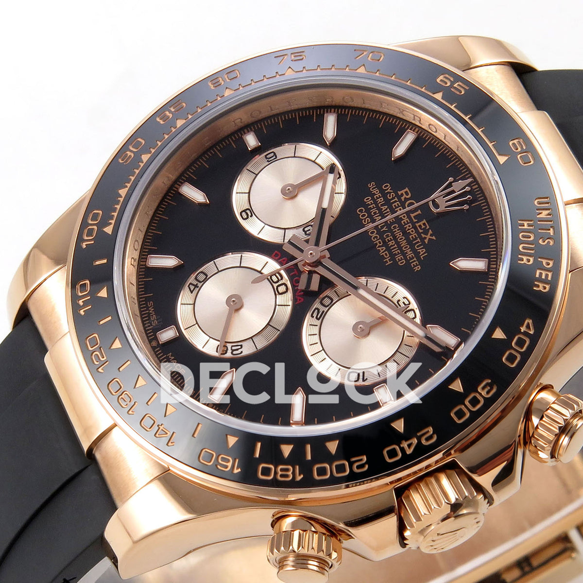 Rolex Daytona 126515 ZF replica - dial, luminous hour markers and black ceramic bezel detail