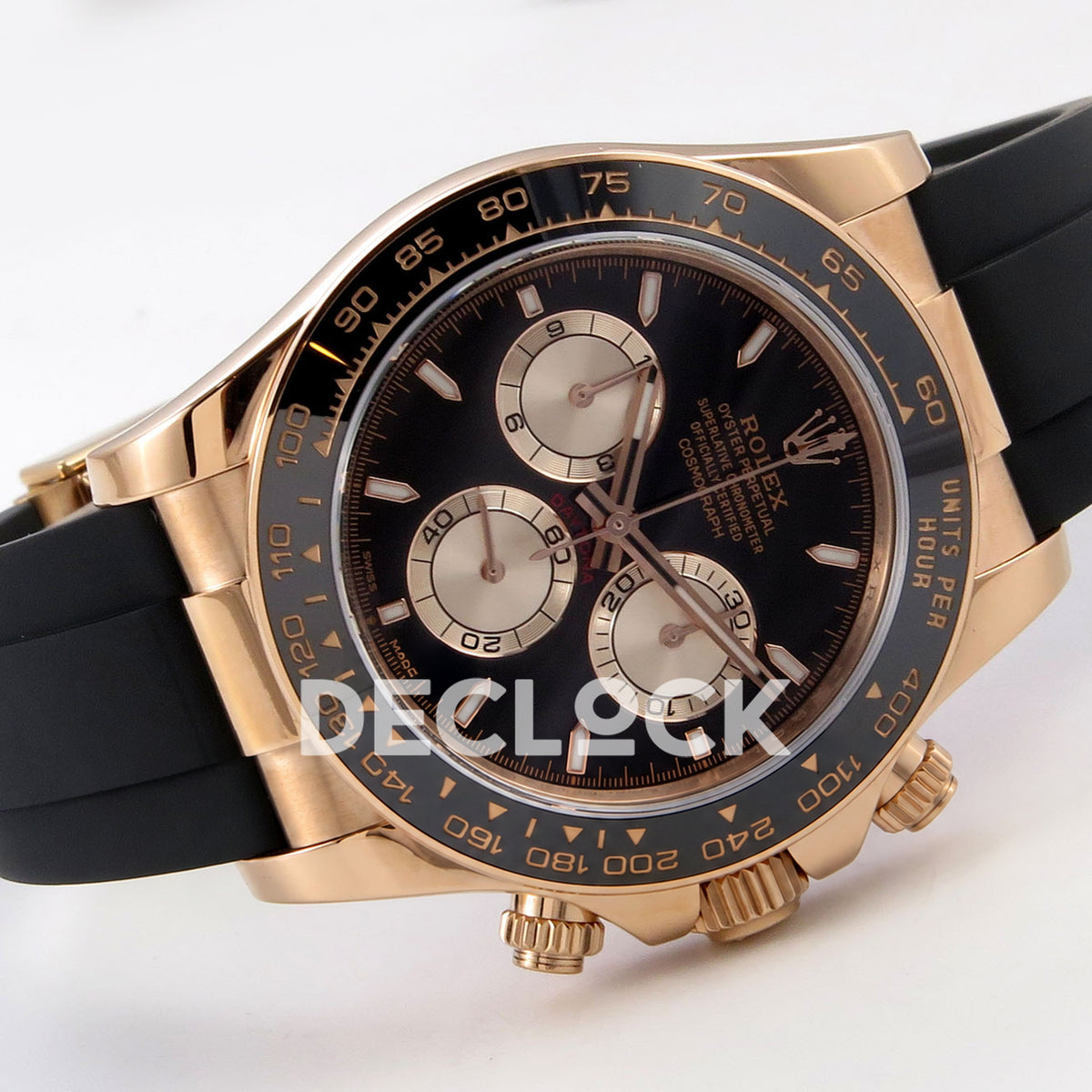 Rolex Daytona 126515 ZF replica - horizontal front view and rubber strap
