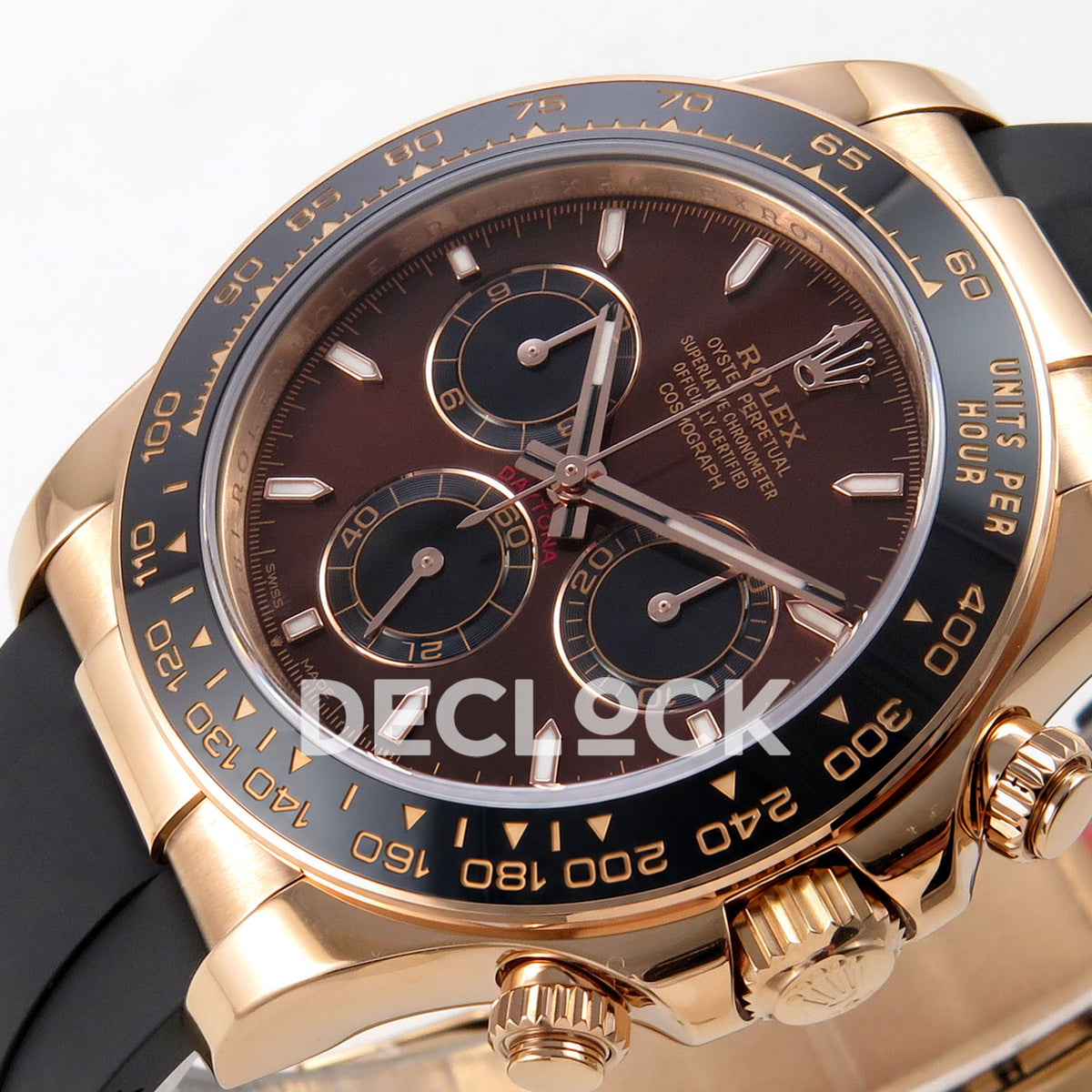 Rolex Daytona 126515 ZF replica - dial, luminous hour markers and black ceramic bezel detail