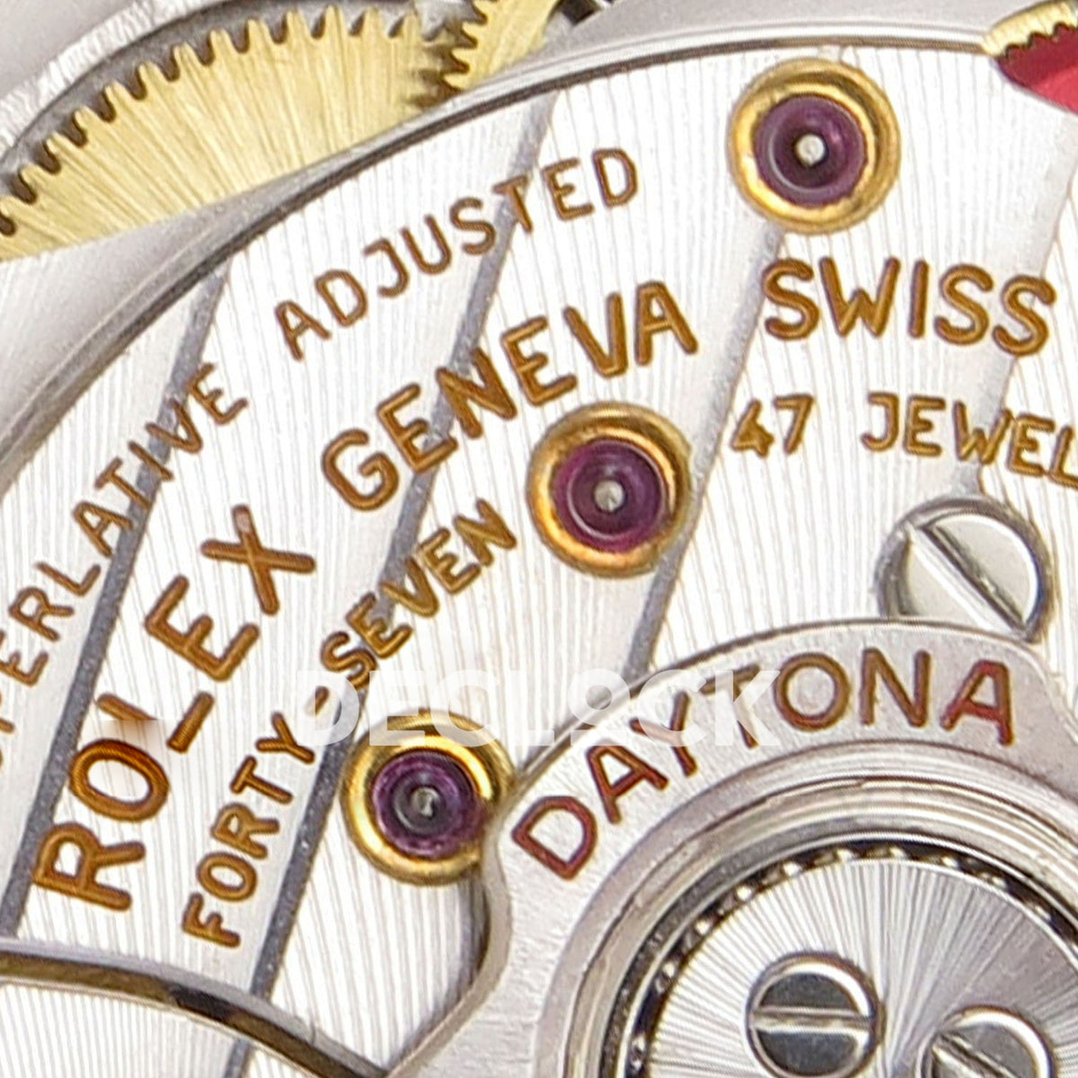 Rolex Daytona 126518 ERF replica - movement engraving and jewels close-up