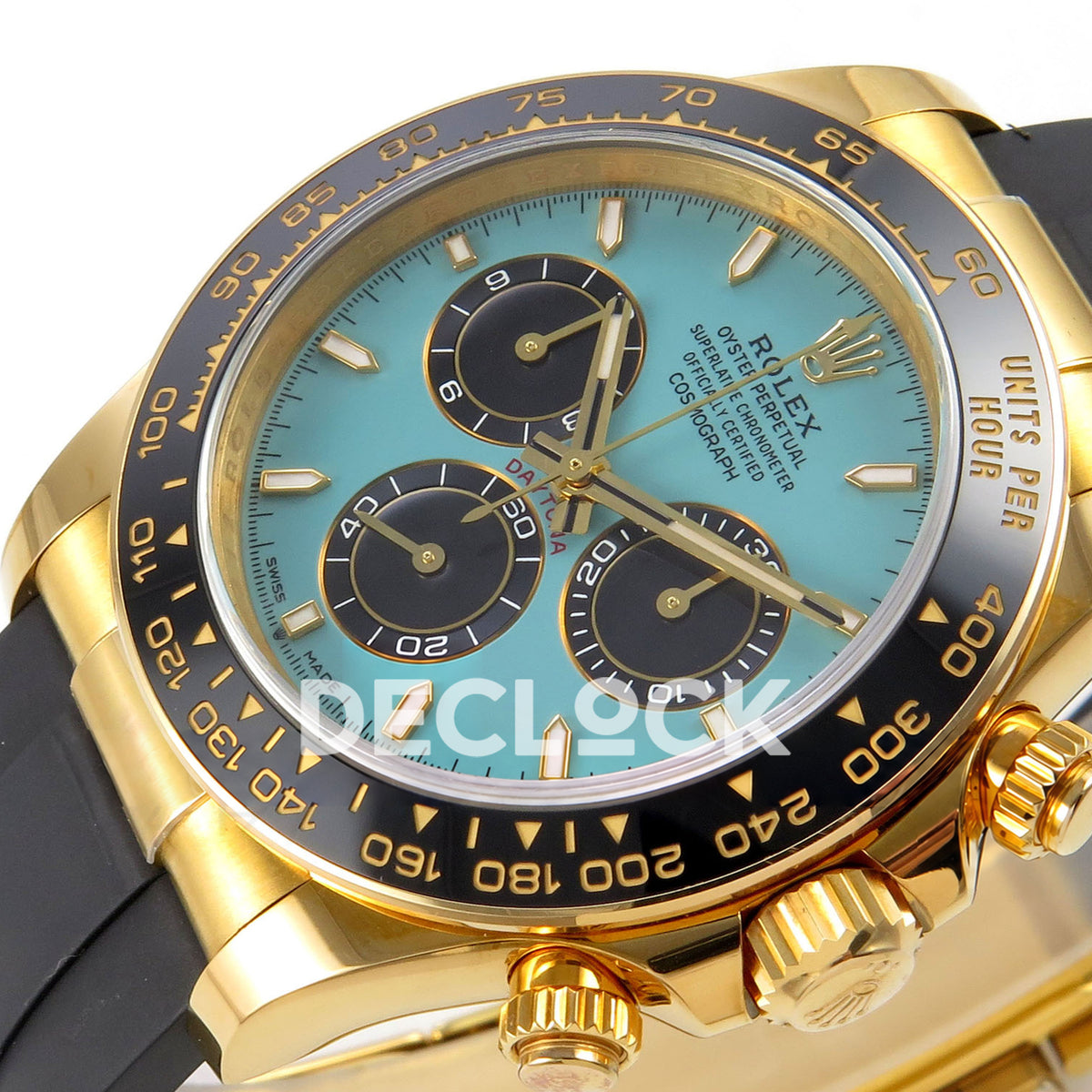 Rolex Daytona 126518 ERF replica - dial and black ceramic tachymeter bezel detail