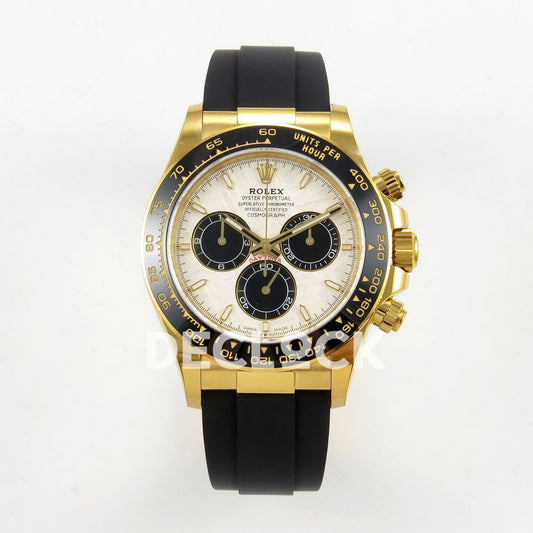 Rolex Daytona 126518 Clean Plus replica - front view of meteorite-style dial and Oysterflex strap