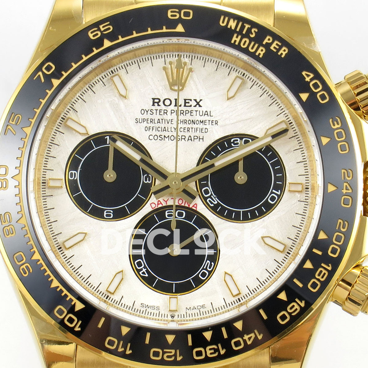 Rolex Daytona 126518 Clean Plus replica - meteorite-style dial and black chronograph subdials close-up