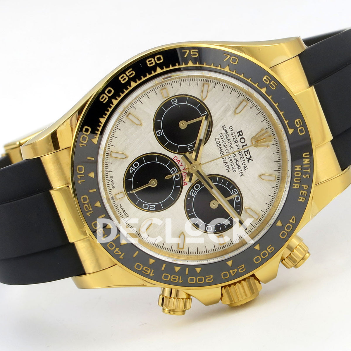 Rolex Daytona 126518 Clean Plus replica - horizontal front view with Oysterflex rubber strap