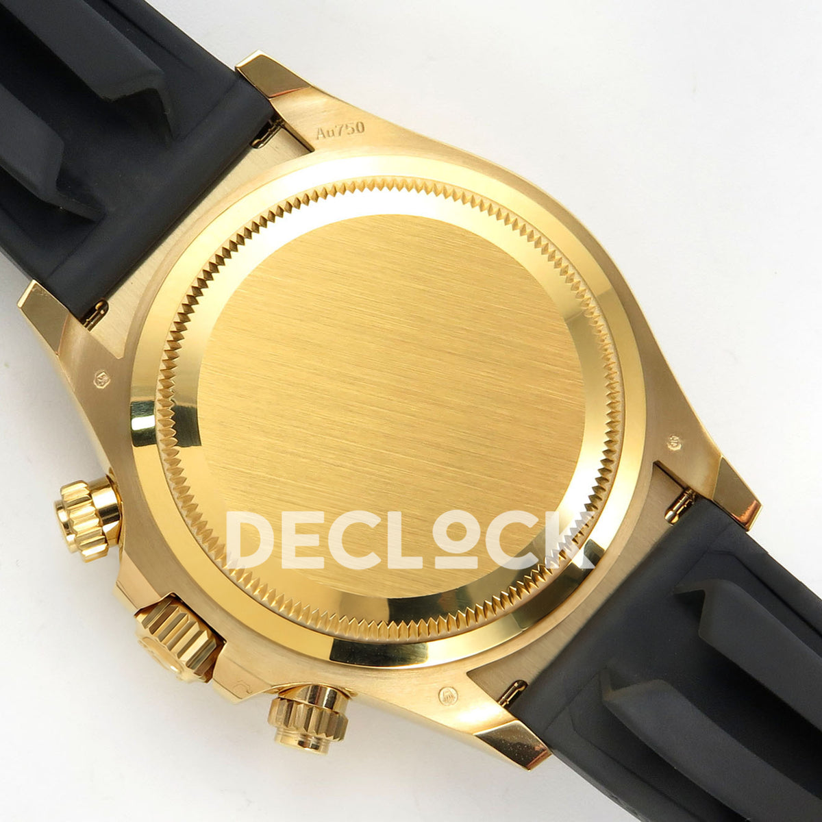 Rolex Daytona 126518 VSF replica - closed caseback and inside of black rubber strap