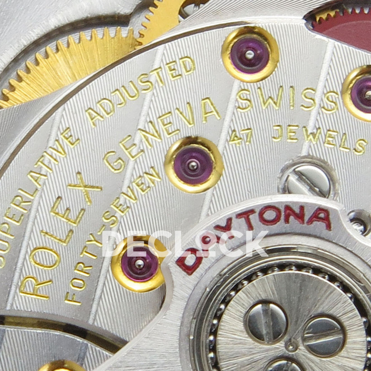 Rolex Daytona 126518 VSF replica - original Rolex Geneva Swiss and 47 jewels movement engraving