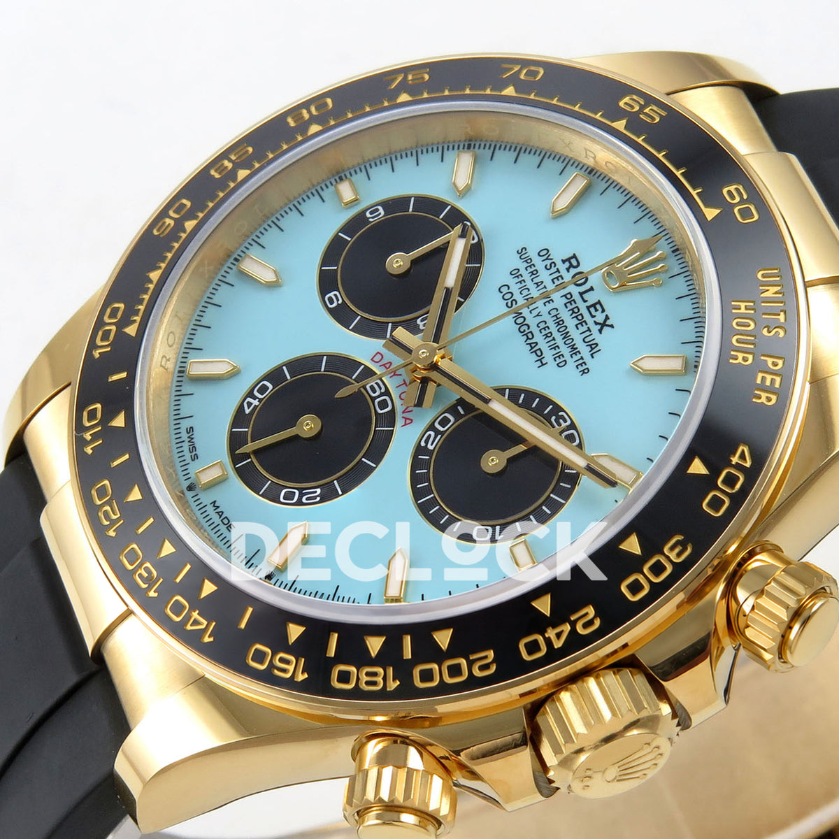 Rolex Daytona 126518 VSF V2 Tiffany Blue replica - original dial and black ceramic tachymeter bezel detail