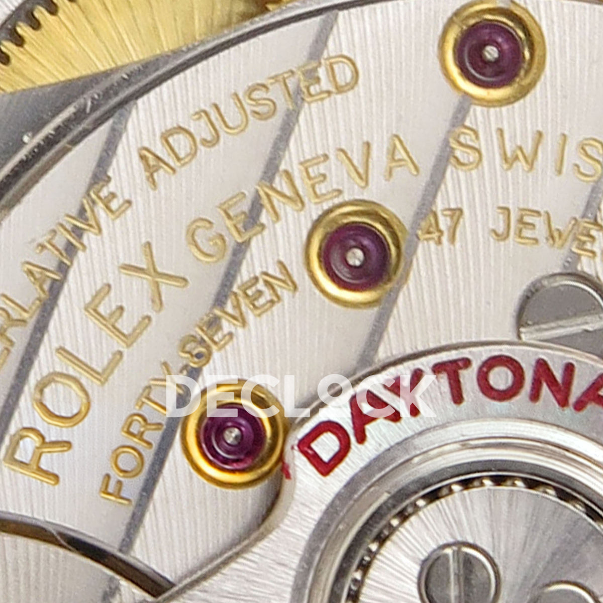 Rolex Daytona 126518 WF JH4131 gold-black dial yellow-gold replica - JH4131 movement plate and decorative engravings close-up
