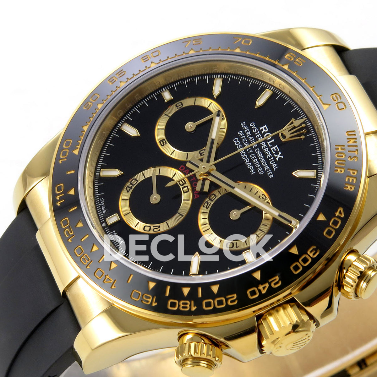 Rolex Daytona 126518 ZF replica - dial, luminous hour markers and black ceramic bezel detail