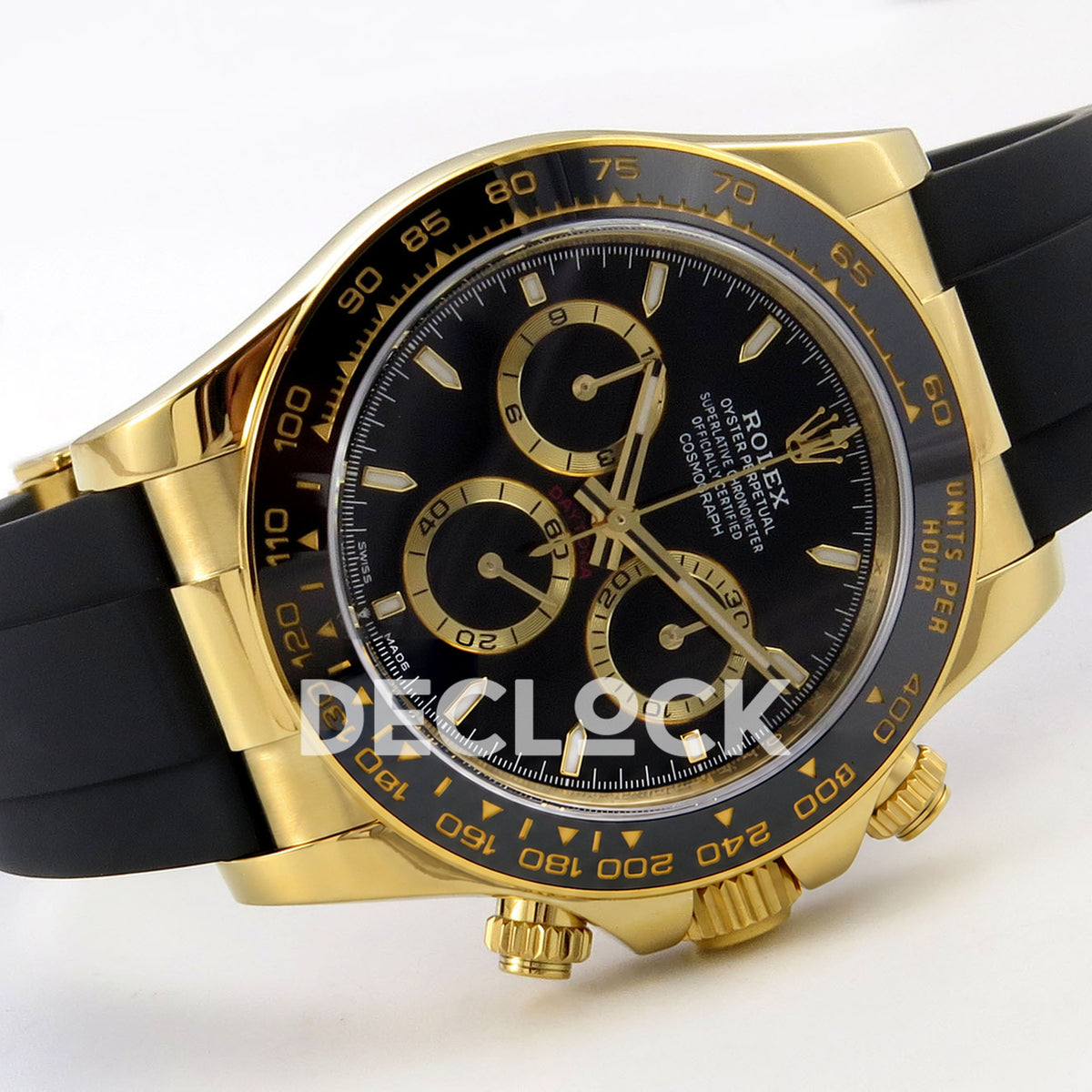 Rolex Daytona 126518 ZF replica - horizontal front view and rubber strap