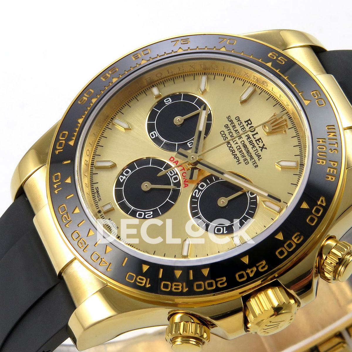 Rolex Daytona 126518 ZF replica - dial, luminous hour markers and black ceramic bezel detail