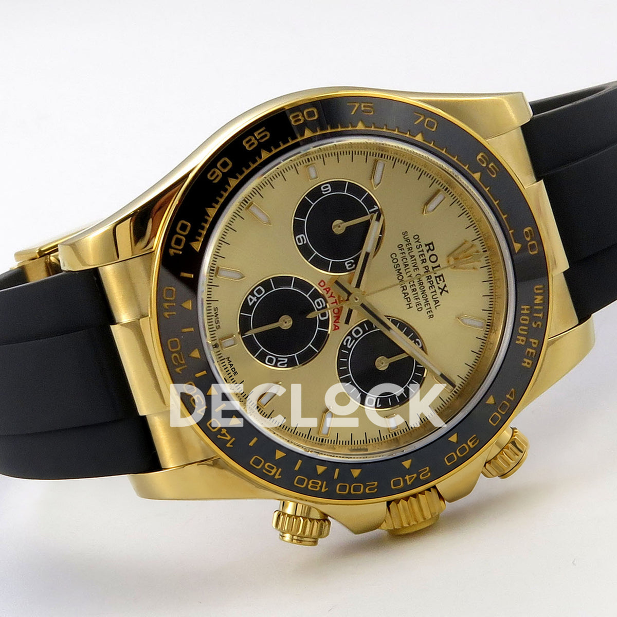 Rolex Daytona 126518 ZF replica - horizontal front view and rubber strap