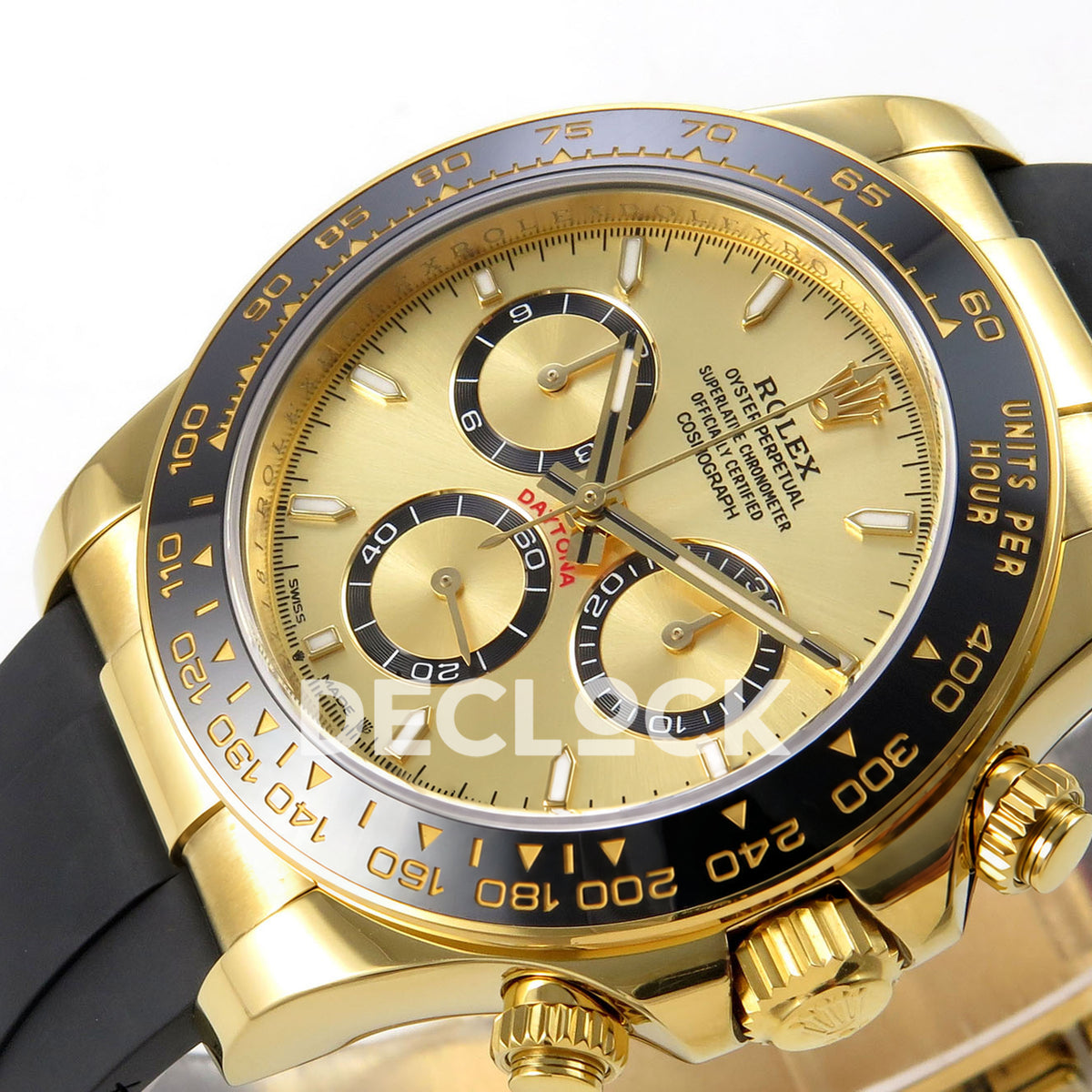 Rolex Daytona 126518 ZF replica - dial, luminous hour markers and black ceramic bezel detail