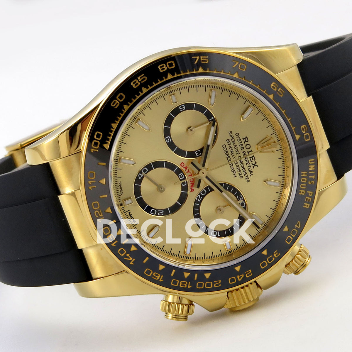 Rolex Daytona 126518 ZF replica - horizontal front view and rubber strap