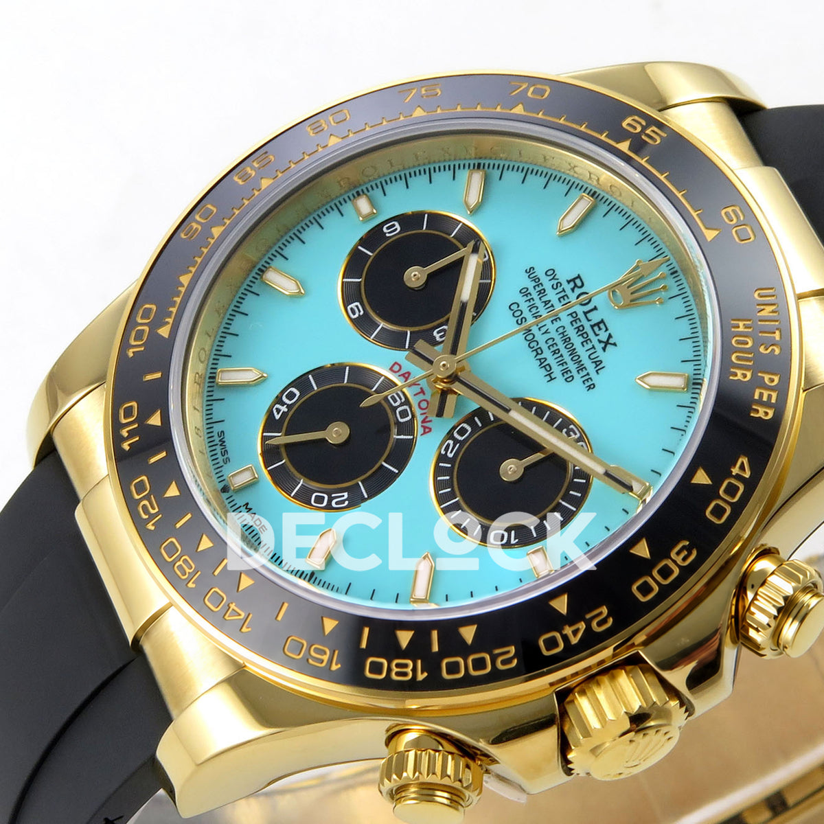 Rolex Daytona 126518 ZF replica - dial, luminous hour markers and black ceramic bezel detail