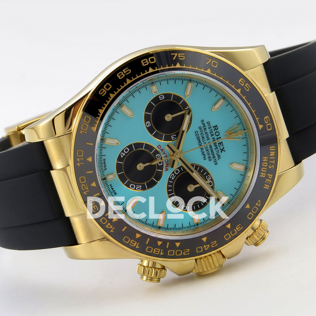 Rolex Daytona 126518 ZF replica - horizontal front view and rubber strap