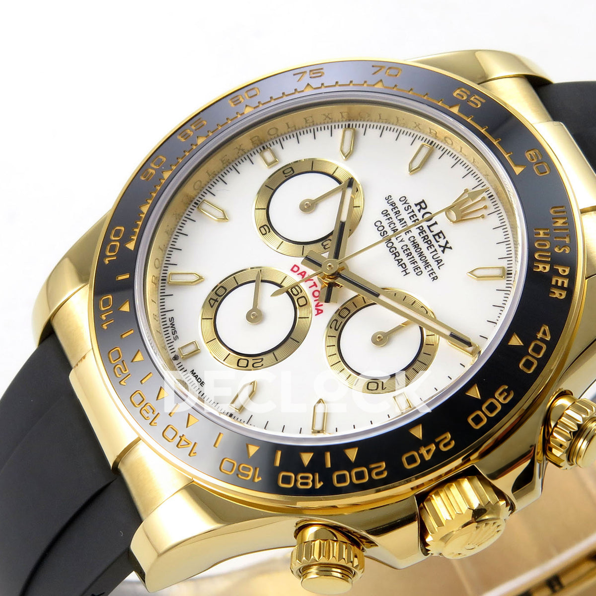 Rolex Daytona 126518 ZF replica - dial, luminous hour markers and black ceramic bezel detail