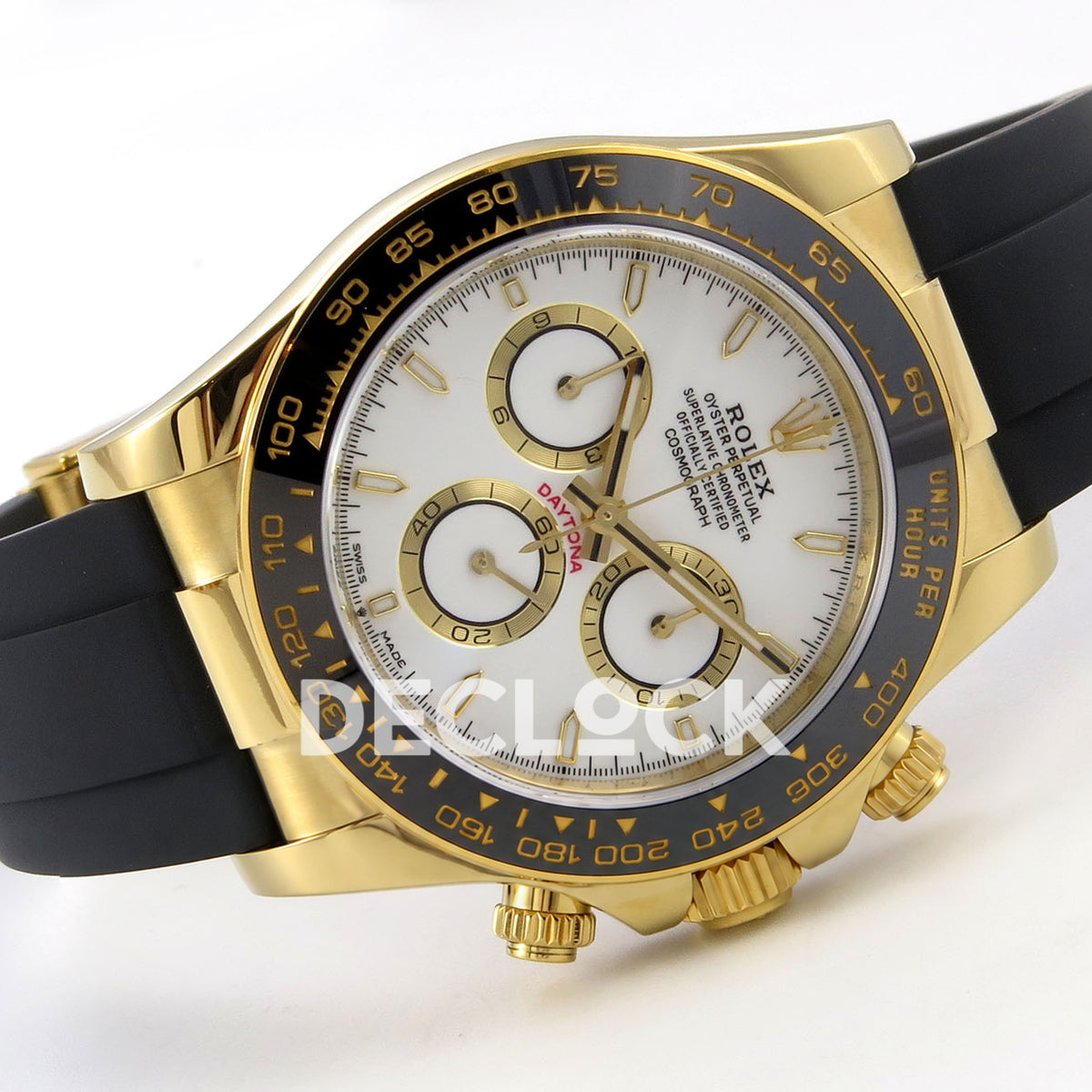 Rolex Daytona 126518 ZF replica - horizontal front view and rubber strap