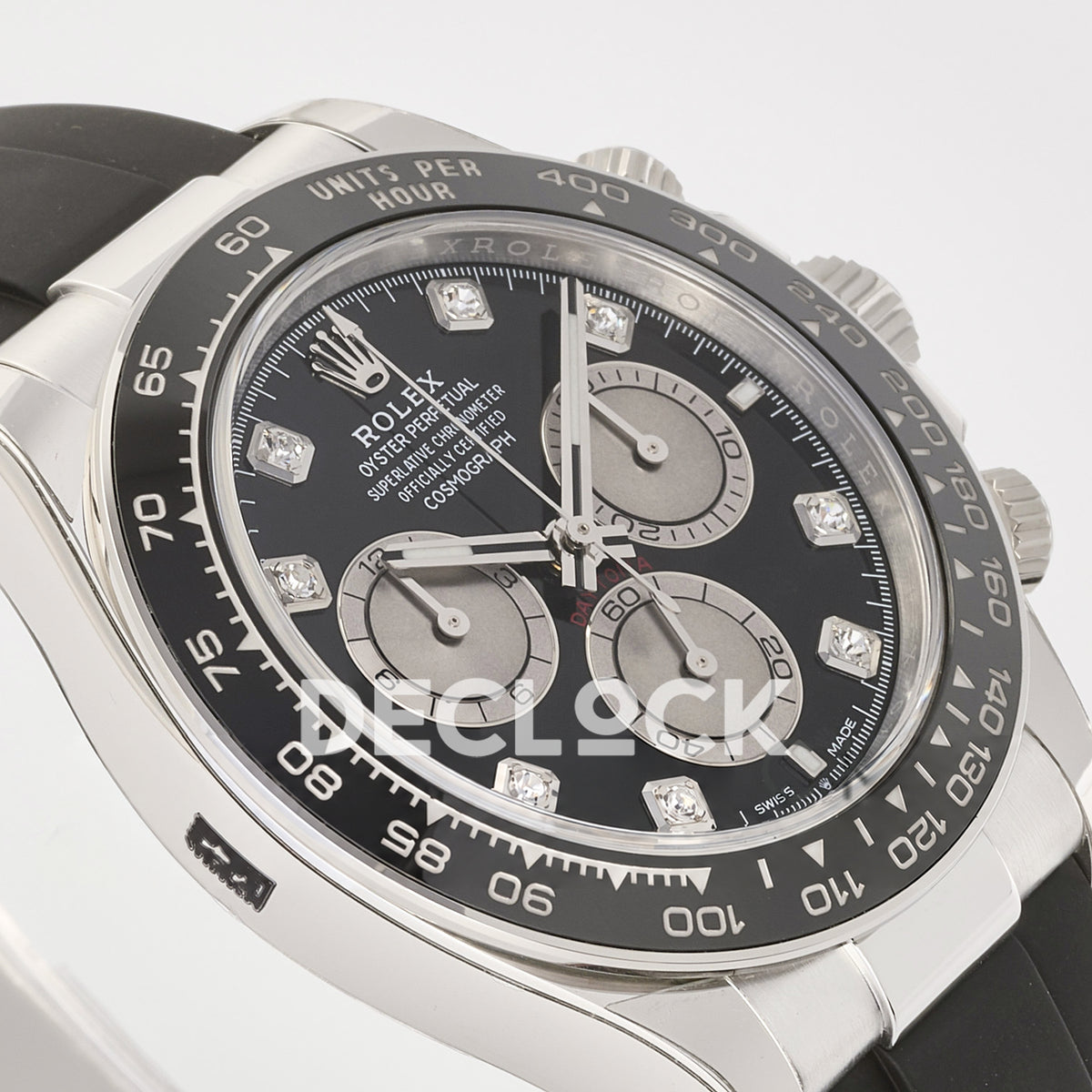 Rolex Daytona 126519 ARF replica - dial, stone markers and tachymeter detail