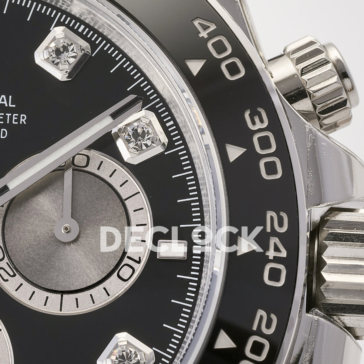 Rolex Daytona 126519 ARF replica - winding crown, pushers and dial minute markers