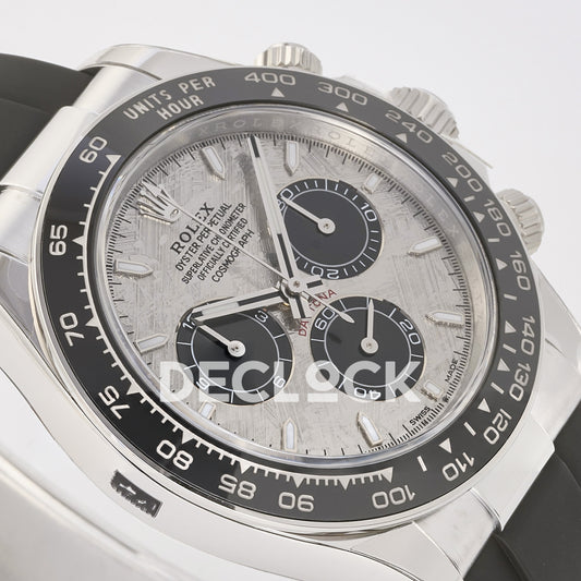 Rolex Daytona 126519 ARF replica - grey meteorite-pattern dial with black chronograph counters, luminous baton markers and tachymeter detail