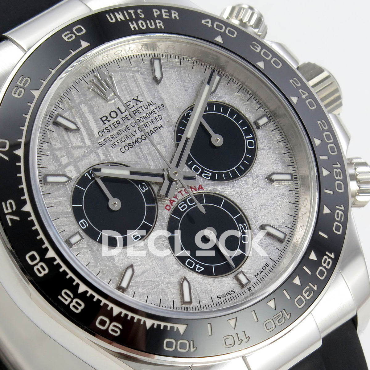 Rolex Daytona 126519 Clean Plus replica - angled meteorite-style dial close-up