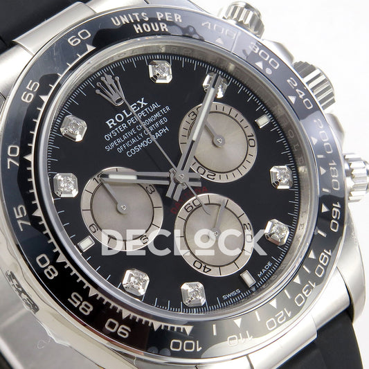 Rolex Daytona 126519 VSF replica - angled black and silver dial with gem-style hour markers