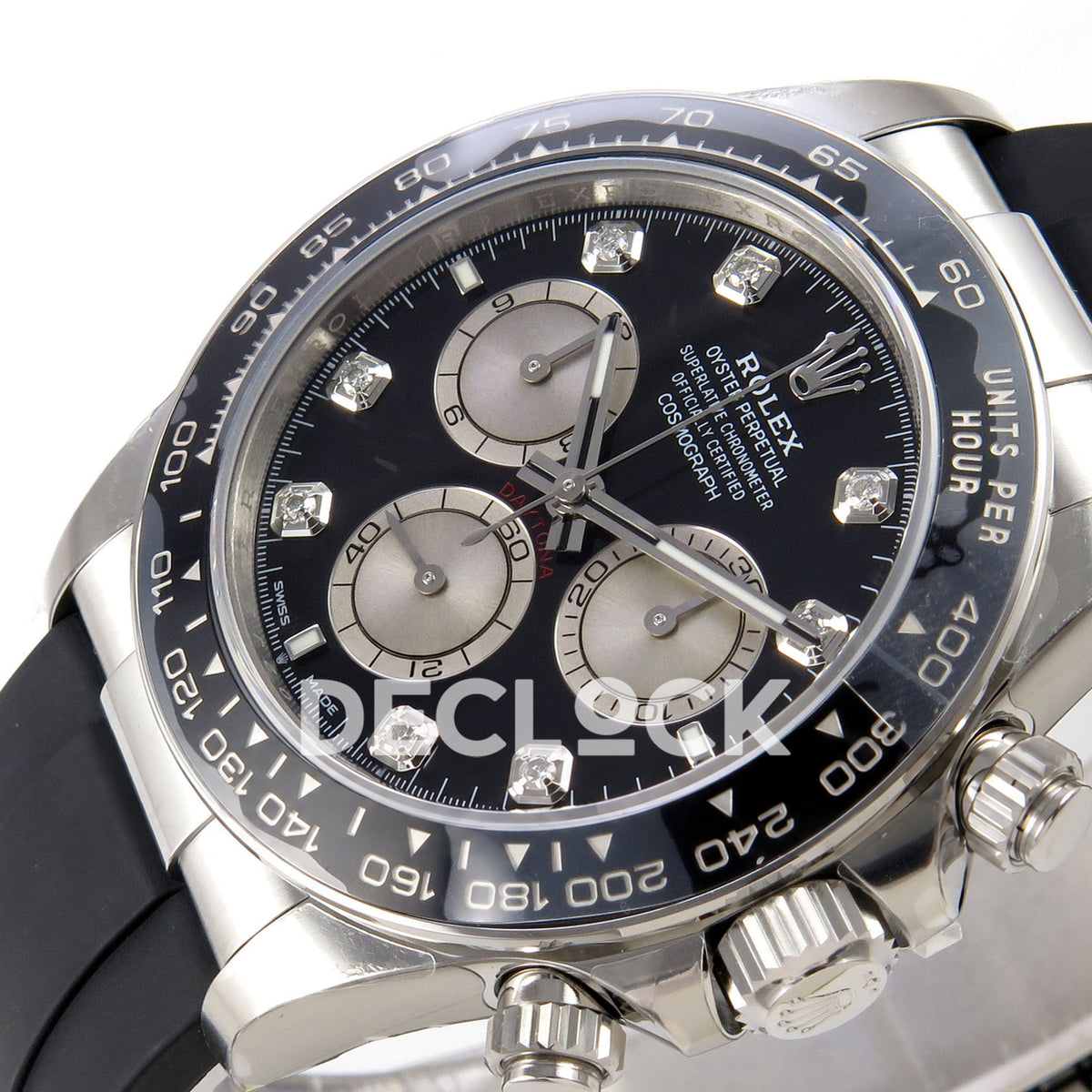 Rolex Daytona 126519 VSF replica - dial markers and ceramic tachymeter bezel detail